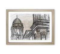 Big Box Art Dom Berlin Cathedral in Abstract Framed Wall Art Picture Print Ready to Hang, Oak A2 (62 x 45 cm)