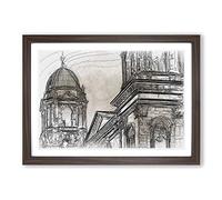 Big Box Art Dom Berlin Cathedral in Abstract Framed Wall Art Picture Print Ready to Hang, Walnut A2 (62 x 45 cm)