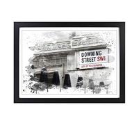 Big Box Art Downing Street London V3 Framed Wall Art Picture Print Ready to Hang, Black A2 (62 x 45 cm)