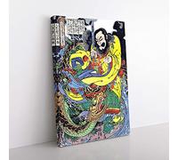 Big Box Art Dragon in The Clouds by Utagawa Kuniyoshi Painting Canvas Wall Art Print Ready to Hang Picture, 76 x 50 cm (30 x 20 Inch), Black, Blue, Green, Yellow, Brown