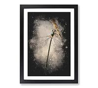 Big Box Art Dragonfly Vol.4 Paint Splash Framed Wall Art Picture Print Ready to Hang, Black A2 (62 x 45 cm)