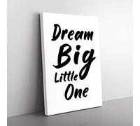 Big Box Art Dream Big Little One Typography Canvas Wall Art Print Ready to Hang Picture, 76 x 50 cm (30 x 20 Inch), White, Black