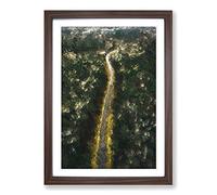 Big Box Art Drive Through a Forest in Canada Framed Wall Art Picture Print Ready to Hang, Walnut A2 (62 x 45 cm)