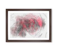 Big Box Art Drops Upon a Red Rose in Abstract Framed Wall Art Picture Print Ready to Hang, Walnut A2 (62 x 45 cm)