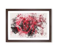Big Box Art Drops Upon a Red Rose Watercolour Framed Wall Art Picture Print Ready to Hang, Walnut A2 (62 x 45 cm)