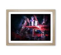 Big Box Art Drum Kit in Abstract Framed Wall Art Picture Print Ready to Hang, Oak A2 (62 x 45 cm)