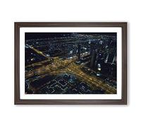 Big Box Art Dubai United Arab Emirates Skyline Framed Wall Art Picture Print Ready to Hang, Walnut A2 (62 x 45 cm)