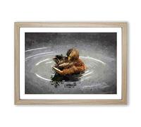Big Box Art Duck Preening its Feathers in Abstract Framed Wall Art Picture Print Ready to Hang, Oak A2 (62 x 45 cm)