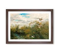 Big Box Art Ducks Taking Flight by Bruno Liljefors Framed Wall Art Picture Print Ready to Hang, Walnut A2 (62 x 45 cm)