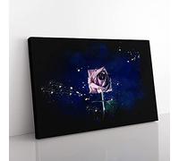 Big Box Art Dying Purple Rose Paint Splash Canvas Wall Art Print Ready to Hang Picture, 76 x 50 cm (30 x 20 Inch), Black, Brown, Blue, Violet, Lavender