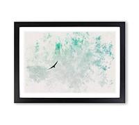 Big Box Art Eagle Flying Over Niagara Falls Watercolour Framed Wall Art Picture Print Ready to Hang, Black A2 (62 x 45 cm)