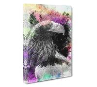 Big Box Art Eagle Portrait in Abstract Canvas Wall Art Framed Picture Print, 30 x 20 Inch (76 x 50 cm), White, Black, Grey, Mauve, Purple