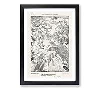 Big Box Art Eagle Surrounded by Birds by Theo Van Hoytema Framed Wall Art Picture Print Ready to Hang, Black A2 (62 x 45 cm)