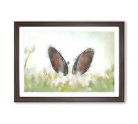 Big Box Art Ears of a Hare in The Grass in Abstract Framed Wall Art Picture Print Ready to Hang, Walnut A2 (62 x 45 cm)