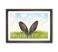 Big Box Art Ears of a Hare in The Grass Painting Framed Wall Art Picture Print Ready to Hang, Walnut A2 (62 x 45 cm)