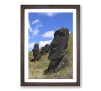 Big Box Art Easter Island Head Stones Framed Wall Art Picture Print Ready to Hang, Walnut A2 (62 x 45 cm)