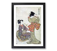 Big Box Art Eastern Beauties by Kitao Shigemasa Framed Wall Art Picture Print Ready to Hang, Black A2 (62 x 45 cm)