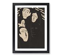 Big Box Art Eavesdropping by Walter Gramatte Framed Wall Art Picture Print Ready to Hang, Black A2 (62 x 45 cm)