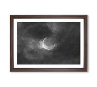 Big Box Art Eclipse of The Moon in Abstract Framed Wall Art Picture Print Ready to Hang, Walnut A2 (62 x 45 cm)