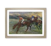 Big Box Art Edgar Degas Three Jockeys Framed Wall Art Picture Print Ready to Hang, Oak A2 (62 x 45 cm)