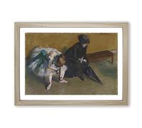 Big Box Art Edgar Degas Waiting Framed Wall Art Picture Print Ready to Hang, Oak A2 (62 x 45 cm)