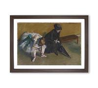 Big Box Art Edgar Degas Waiting Framed Wall Art Picture Print Ready to Hang, Walnut A2 (62 x 45 cm)