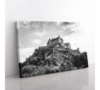 Big Box Art Edinburgh Castle in Scotland Painting Canvas Wall Art Print Ready to Hang Picture, 76 x 50 cm (30 x 20 Inch), White, Olive, Green, Black, Grey, Greige