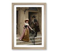 Big Box Art Edmund Leighton My Next-Door Neighbour Framed Wall Art Picture Print Ready to Hang, Oak A2 (62 x 45 cm)