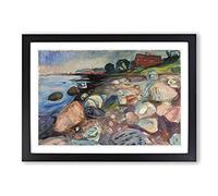 Big Box Art Edvard Munch The Shore with a Red House Framed Wall Art Picture Print Ready to Hang, Oak A2 (62 x 45 cm)