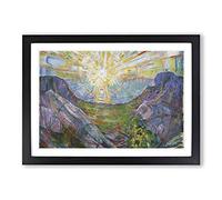 Big Box Art Edvard Munch The Sun Framed Wall Art Picture Print Ready to Hang, Oak A2 (62 x 45 cm)