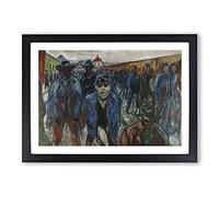 Big Box Art Edvard Munch Workers on Their Way Home Framed Wall Art Picture Print Ready to Hang, Oak A2 (62 x 45 cm)