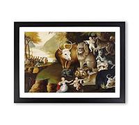 Big Box Art Edward Hicks Peaceable Kingdom Framed Wall Art Picture Print Ready to Hang, Oak A2 (62 x 45 cm)