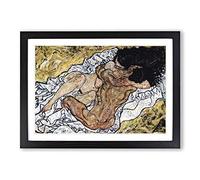 Big Box Art Egon Schiele Pair Embracing Framed Wall Art Picture Print Ready to Hang, Oak A2 (62 x 45 cm)