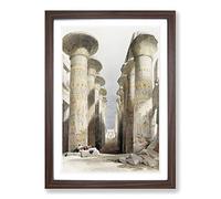 Big Box Art Ehyptian Temple by David Roberts Framed Wall Art Picture Print Ready to Hang, Walnut A2 (62 x 45 cm)