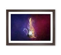Big Box Art Electric Guitar Elements in Abstract Framed Wall Art Picture Print Ready to Hang, Walnut A2 (62 x 45 cm)