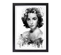 Big Box Art Elizabeth Taylor (1) V3 Framed Wall Art Picture Print Ready to Hang, Black A2 (62 x 45 cm)