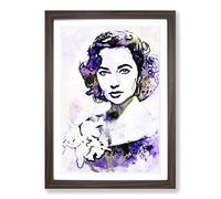 Big Box Art Elizabeth Taylor in Abstract Framed Wall Art Picture Print Ready to Hang, Walnut A2 (62 x 45 cm)