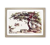 Big Box Art Ella Du Cane Japanese Oriental Pine Tree at Matsushima Framed Wall Art Picture Print Ready to Hang, Oak A2 (62 x 45 cm)