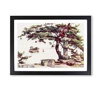Big Box Art Ella Du Cane Japanese Oriental Pine Tree at Matsushima Framed Wall Art Picture Print Ready to Hang, Oak A2 (62 x 45 cm)