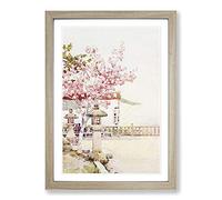 Big Box Art Ella Du Cane Japanese Oriental The Pink Cherry Framed Wall Art Picture Print Ready to Hang, Oak A2 (62 x 45 cm)