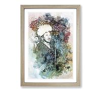 Big Box Art Ella Fitzgerald in Abstract Framed Wall Art Picture Print Ready to Hang, Oak A2 (62 x 45 cm)