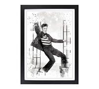 Big Box Art Elvis Presley Jailhouse Rock V3 Framed Wall Art Picture Print Ready to Hang, Black A2 (62 x 45 cm)