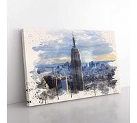 Big Box Art Empire State Building New York City Skyline (4) French Cream Canvas Wall Art Print Ready to Hang Picture, 76 x 50 cm (30 x 20 Inch), Multi-Coloured
