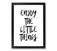 Big Box Art Enjoy The Little Things Typography Framed Wall Art Picture Print Ready to Hang, Black A2 (62 x 45 cm)