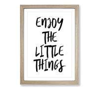 Big Box Art Enjoy The Little Things Typography Framed Wall Art Picture Print Ready to Hang, Oak A2 (62 x 45 cm)