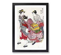 Big Box Art Entertainers of Tachibana-cho by Torii Kiyonaga Framed Wall Art Picture Print Ready to Hang, Black A2 (62 x 45 cm)