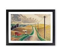 Big Box Art Eric Ravilious The White Horses of Wiltshire Framed Wall Art Picture Print Ready to Hang, Oak A2 (62 x 45 cm)