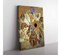 Big Box Art Etruscan Vase with Flowers by Odilon Redon Canvas Wall Art Print Ready to Hang Picture, 76 x 50 cm (30 x 20 Inch), Cream, Gold, Green