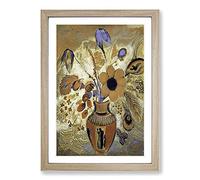 Big Box Art Etruscan Vase with Flowers by Odilon Redon Framed Wall Art Picture Print Ready to Hang, Oak A2 (62 x 45 cm)
