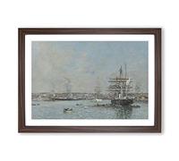 Big Box Art Eugene Boudin Le Havre, Une Corvette Framed Wall Art Picture Print Ready to Hang, Walnut A2 (62 x 45 cm)